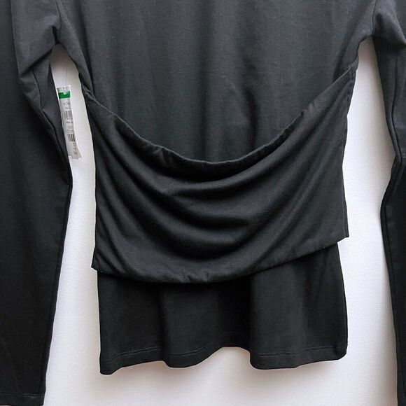 Vero Moda Women’s XS Black Nelly Ruched Knit Long Sleeve Corset Wrap Top - Picture 7 of 7